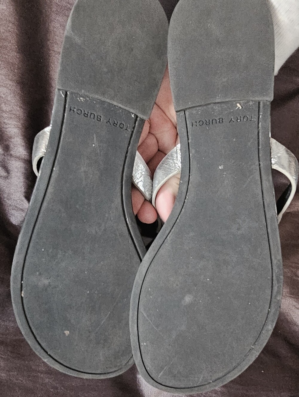 Tory Burch Metallic Miller Sandals – Women’s Size 6.5 – Silver Pewter - Picture 4 of 4